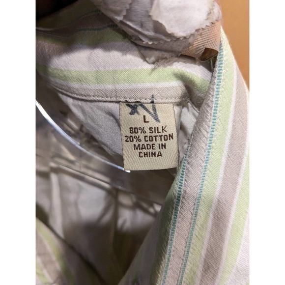TOMMY BAHAMA Men's Button Down Shirt Size Medium Short Sleeve Striped 80% Silk - Picture 3 of 5